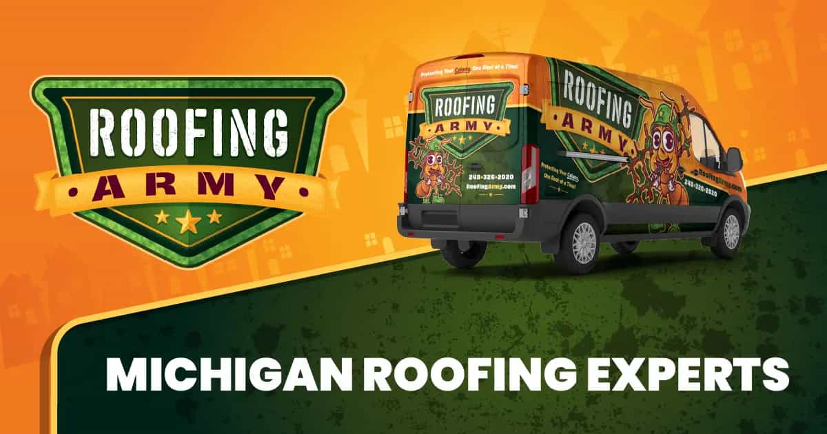 Roofing Army crew installing a new roof in Northville, Michigan Roofing Army crew installing a new roof in Northville, Michigan