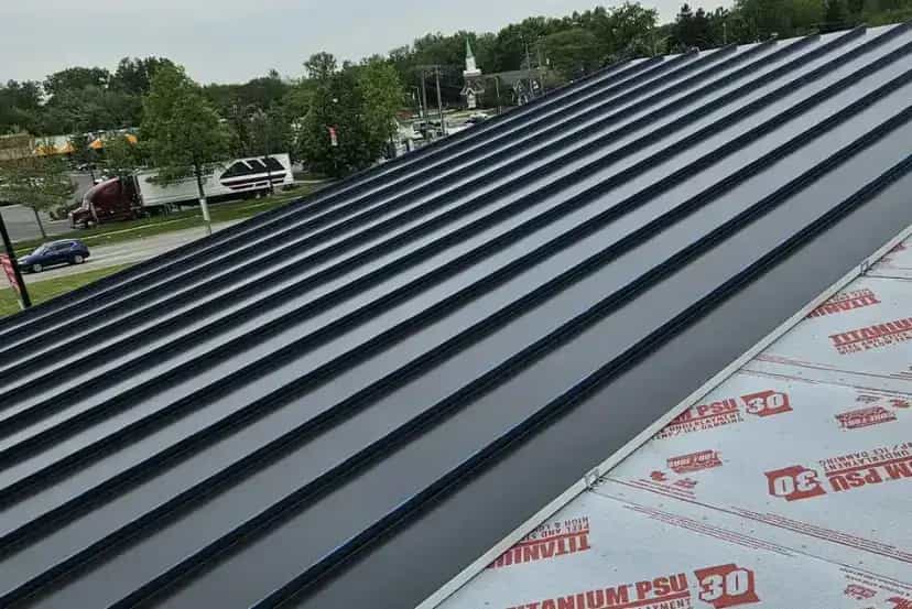 black standing seam metal roof